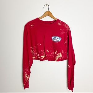 Ron Jon Surf Shop Red Crop Top Long Sleeve Graphic